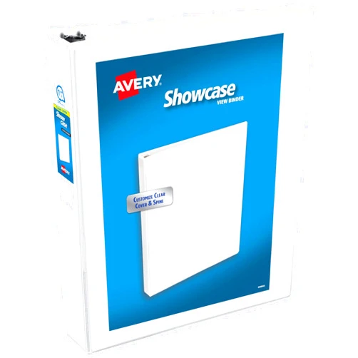 Avery Economy Showcase View 3 Ring Binder, 1-1/2 Inch Slant Rings, 1 White Binder (19651)