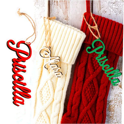 HJX Personalized Christmas Stocking Wooden Name Tags 2024 Custom Name Letters Tags for Stockings,Xmas Name Tag Ornament Gift for Kids Family