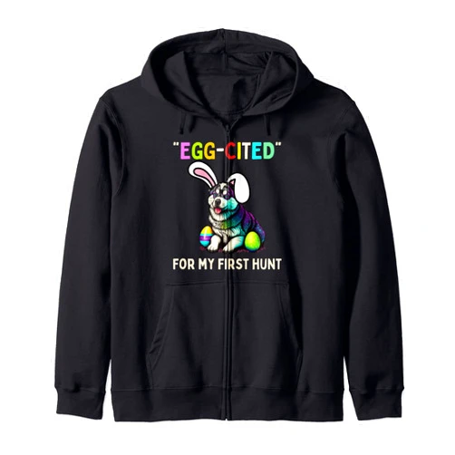 Happy Easter Costume husky husky funny first easter eggs hunt toddler Zip Hoodie