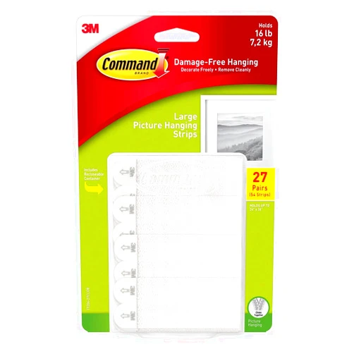Command Large Picture Hanging Strips, 27 Pairs/Pack