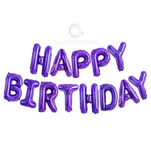 TONIFUL Purple Happy Birthday Balloons Banner 16 Inch Mylar Foil Letters Birthday Sign Banner Bunting Reusable for Girls Boys Kids & Adults Birthday Decorations and Halloween Party Supplies