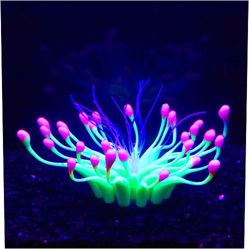 Bluecoco Soft Silica Gel Moves Naturally with Water Flow, Aquarium Decorations Glow in The Dark, Glowing Coral Ornaments for Fish Tank Decorations (Green, Equinox)