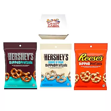 CANDY CABIN Hershey's Dipped Pretzels | Hershey's Cookies 'N' Creme Dipped Pretzels | Reese's Chocolate Dipped Pretzel, Box by CANDY CABIN (Original - Cookies 'N' Creme - Reeses, 3 Pack)