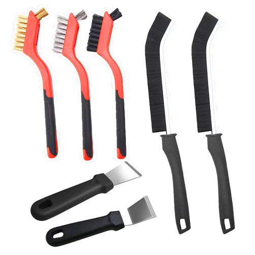 ZAOIIZ 7 Pcs Hard Bristle Crevice Cleaning Brush Kitchen Stove Cleaning Brush Scraper Tool Set, Dead Corners Cleaner Brush for Kitchen Bathroom Toilet Crevice (7 Pcs Versatile Cleaning Set)