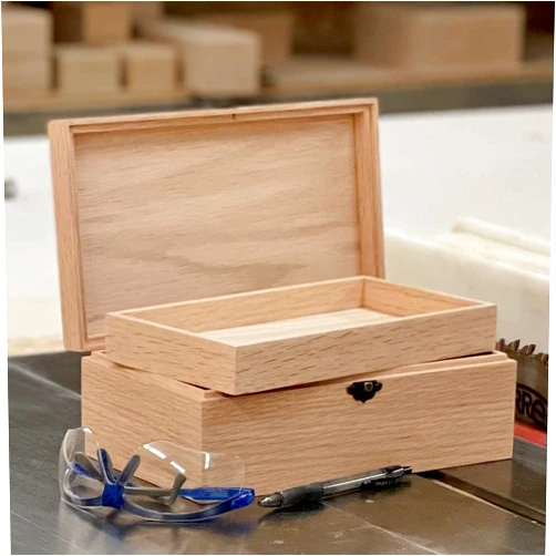 Designcraft Industries Unfinished Wood Box with Tray & Hinged Lid-DIY Jewelry Box-Keepsake Wooden Box-Personalized Memory Box-Handmade (Box Shown in Oak)