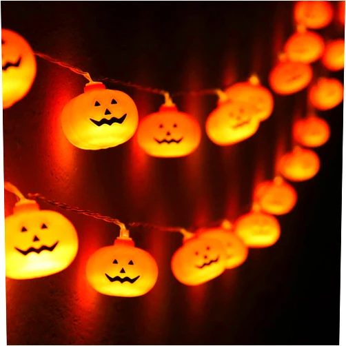 Runleo Halloween Pumpkin String Lights - 20 LED 9.8 FT 3D Cute Waterproof Orange Jack-O-Lantern Battery Operated Lights, 2 Modes Steady/Flickering Lights for Indoor Outdoor Decor Party Decorations