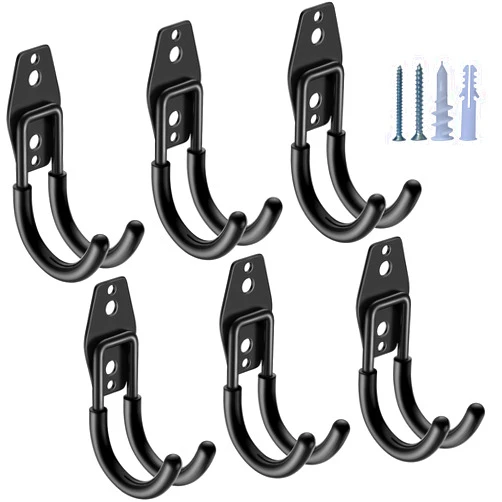 HUPBIPY 6 Pack Garage Hooks Heavy Duty,Utility Steel Garage Storage Hooks,Wall Mount Garage Hanger&Organizer for Organizing Garden Lawn Tools,Ladders,Bulk Items,Bikes,Ropes and More Equipment
