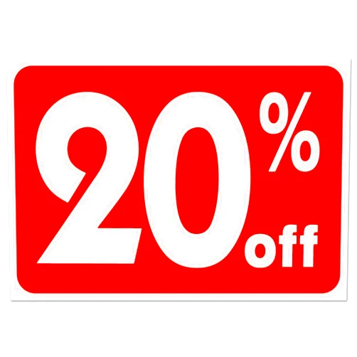 Mysignboards Sale 20 Off Sign Business Retail Store Shopping Message Sign - Durable Plastic 7”x 11” Price Signs - Boost Sales with Bright Display Signs - Promote Business at Retail Stores