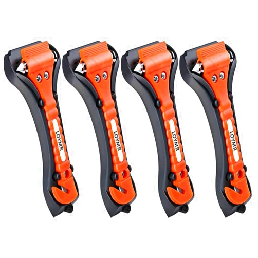 LOYMR 4 PCS Car Safety Hammer Auto Car Window Glass Hammer Breaker and Auto Safety Seatbelt Cutter 2-in-1 Emergency Escape Tool
