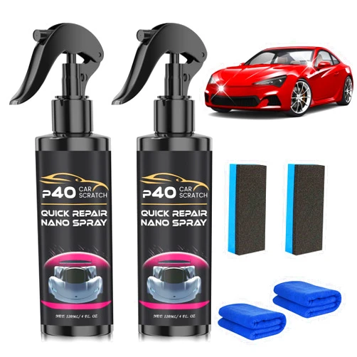 Compensai 2Pcs P40 Car Scratch Quick Repair Nano Spray,Quick Paint Restoration,Instant Invisible Scratch Remover,Multifunctional Coating Renewal Agent Spray for All Cars & Surfaces