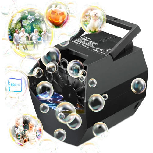 Theefun Bubble Machine: 500ML Automatic Bubble Blower for Kids and Toddlers, Portable Bubble Maker Operated by Plug-in or Batteries Bubble Machines for Parties Weddings Birthday Outdoor and Indoor