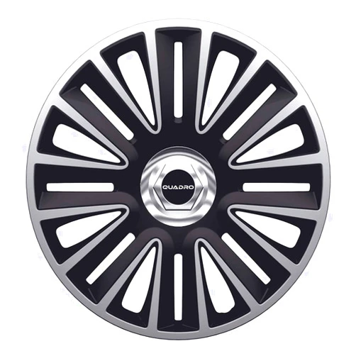 Autostyle AUTO-STYLE Set Wheel Covers Quadro Pro 14-inch Silver/Black + Chrome Ring