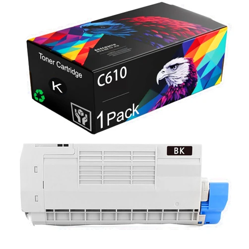 WOSQA C610 Toner Cartridge Compatible for OKI C610 44315304 44315303 44315302 44315301, Reliable Performance Compatible for OKI C610 C610CDN C610DN C610DTN C610N Printer, High Yield 8000 Pages (Black)