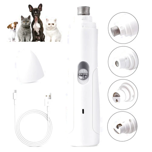UniQu Dog Nail Grinder, 2-Speed Electric Rechargeable Pet Nail Trimmer with Low Noise Grooming Smoothing and Trimming, Perfect for Small Medium Dogs & Cats
