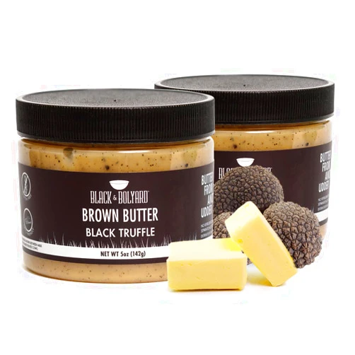 Black & Bolyard Black Truffle Brown Butter - Non-GMO, Sugar-free, 100% Real Butter - Caramelized & Seasoned w/Truffle - Gluten Free Ghee Butter/Clarified Butter Alternative - 2 x 5 Ounces