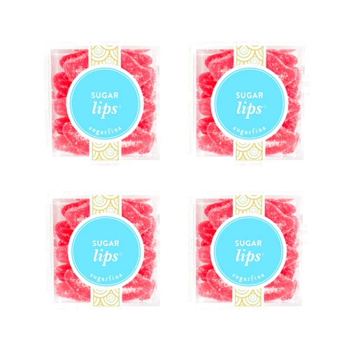 Sugarfina Sugar Lips Small Candy Cube, Gummies, Sour Lips, Gummy Candy, 3.2oz, 4 Count