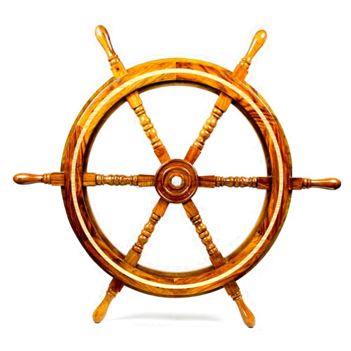 Nagina International Nautical Premium Sailor's Hand Crafted Brass & Wooden Ship Wheel | Luxury Gift Decor | Boat Collectibles 30 Inches, Rosewood Hub (Brass Ring)