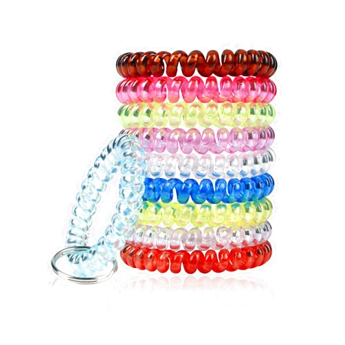 JINZHOUFUZHUANG Transparency Flexible Spiral Coil Stretchable Spring Wristband Key Ring