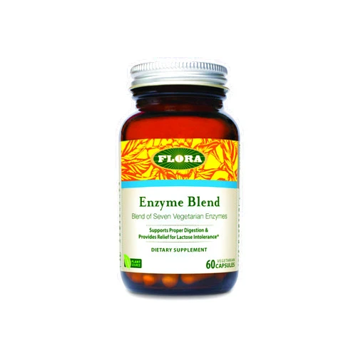 Flora - Enzyme Blend of Seven Vegetarian Enzymes, Supports Optimal Digestion of Proteins, Fast, Carbs, Fiber and Complex Sugars, Provides Relief from Lactose Intolerance, 60 Vegetarian Capsules