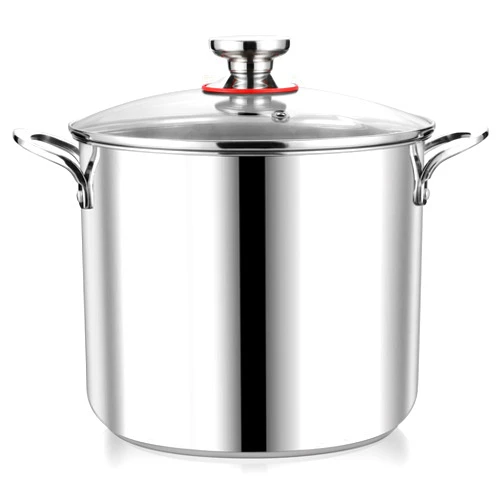 P&P CHEF 12 Quart Stainless Steel Stockpot with Glass Lid, Extra Large Stock Cooking Pot Cookware for Induction Gas Electric Stoves, Visible Lid & Measuring Markings, Heavy Duty & Dishwasher Safe