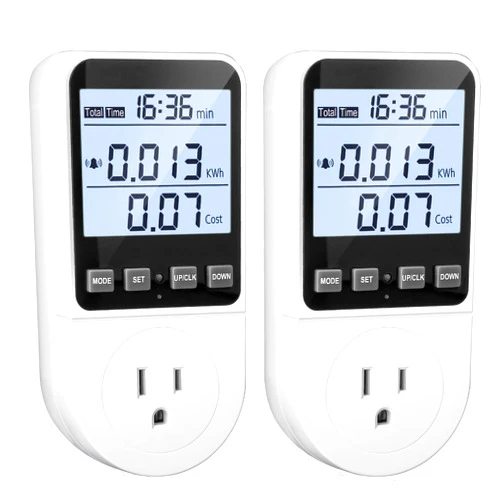 MECHEER 2 Pack Upgraded Watt Meter, Power Meter Plug Electricity Usage Monitor, Home Energy Monitor Consumption, Meter Sockets with Backlight, Overload Protection, 8 Modes Display
