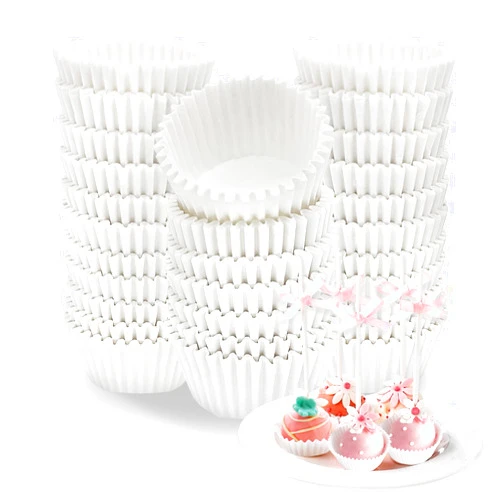 Caichuxiye Cake Pop Supplies Mini Cupcake Liners Chocolate Strawberries Supplies 1000 Pieces Cupcake Liners Cake Pop for Muffins, Cupcakes and Candies (white,0.98 X 0.79 Inch- Mini Size) (1.38*0.98)