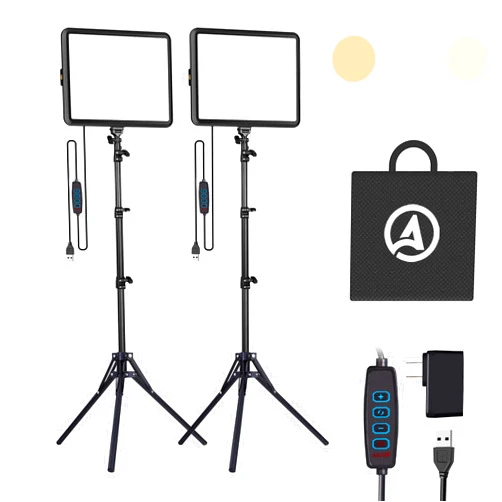 Arsoer 2-Pack LED Photography Lighting Kit, Arsoer 15W Bi-Color Video Light Kit, 2800-6500K LED Light CRI 97+, Studio Light with 70” Tripod Stand for Photography/YouTube/Video Recording/Content Creation
