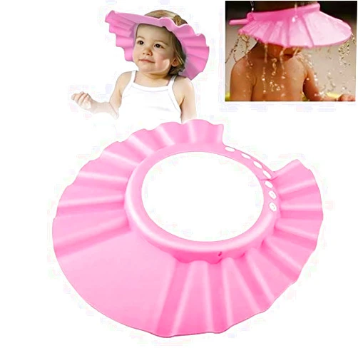 Brightora Shower Cap - Bath Hat Shampoo Protection Bath Cap Soft Adjustable Bathing Visor for Toddler, Baby, Kids, Children (Pink)