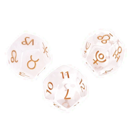 MHADBKH 3Pcs/Pack Astrological Dices 12 Sided Polyhedral Astrology Tarot Card Divination Dices Set