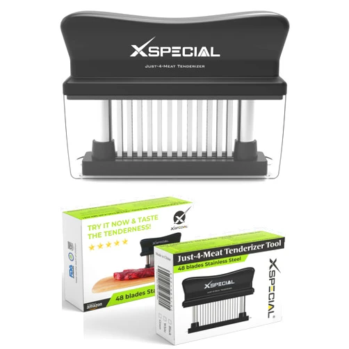 XSpecial Meat Tenderizer Tool 48 Blades Stainless Steel - Kitchen Cooking Gadgets Tools with Ultra Sharp Needle That Makes Steak & Chicken Tender - No More Hammer, Meat Pounder Or Mallet