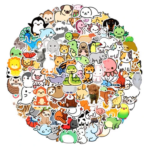 Daytoyz 100 Pcs Cute Animal Stickers for Kids - Waterproof Vinyl Stickers for Hydroflask, Phone, Skateboard, Laptop - Aesthetic Sticker Packs for Girls & Teens(Animal)