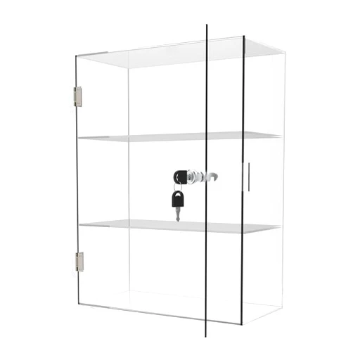 BSRTOP Clear Acrylic Countertop Display Case: 3-Shelf Showcase with Lock Key - Display Cabinet Suitable for Figures Rock Collectibles(11.8x5.9x15.7 inch)