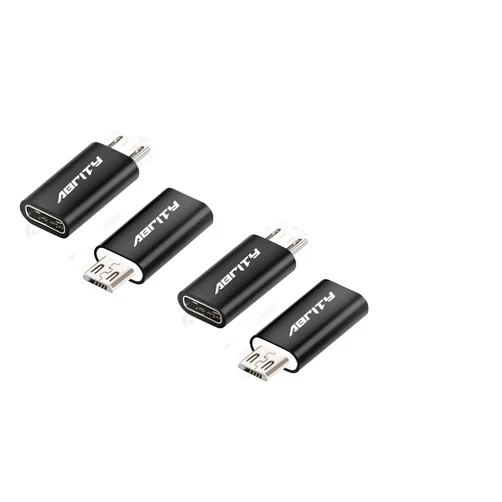 Abrity New USB C Female to Micro USB Male Adapter (4Pack), Micro USB Adaptor, Micro USB to USB C Adapter Fast Charger Power Cable Plug Strip Extender for Nexus Nokia LG Xbox PS Kindle Samsung Galaxy Devices