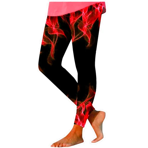 Bawilom Workout Yoga Pants for Women Stretch Leggings Flame Print Tummy Control Compression Tights High Waisted Gym Trousers