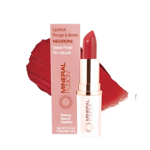 Mineral Fusion Long-Lasting Lipstick, Vivid & Smudge-Free Lip Color with Avocado Oil, Cocoa Seed Butter, Free of FD&C Dyes, Paraben and Gluten, Negroni