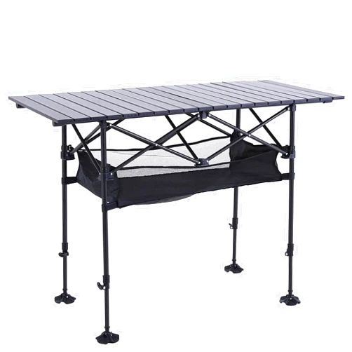 ALPHA CAMP Camping Table Outdoor Portable Table with Storage Adjustable Aluminum Table for Grill Travel Table Outdoor Picnic,Beach,BBQ,Backyards