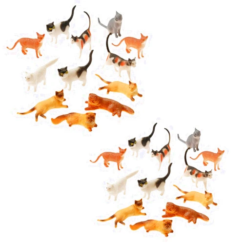 ust Plastic Cat Figures 24 Count - 2 Assorted Styles - 2 Packs of 12 Each