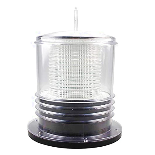 Pilotlights.net Solar Dock Warning Light - Waterproof Solar Dock Lighting - Constant On or Flashing 360 Degree Lighting - Cool White LED