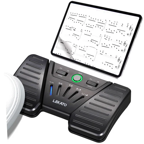 LEKATO Wireless Bluetooth Page Turner Pedal Music Page Turner Pedal for Ipad,Tablets Android IOS Phones Rechargeable Wireless Foot Pedal Silent Page Turner Ipad Page Turner for Hands-Free