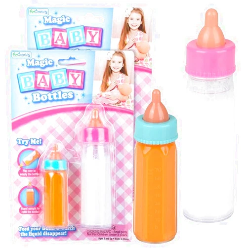 ArtCreativity Magic Baby Bottles, Set of 4, includes 2 Juice and 2 Milk Baby Doll Bottles with Disappearing Liquid, Baby Doll Accessories for Girls, Pretend Play Toys for Hours of Imaginative Play