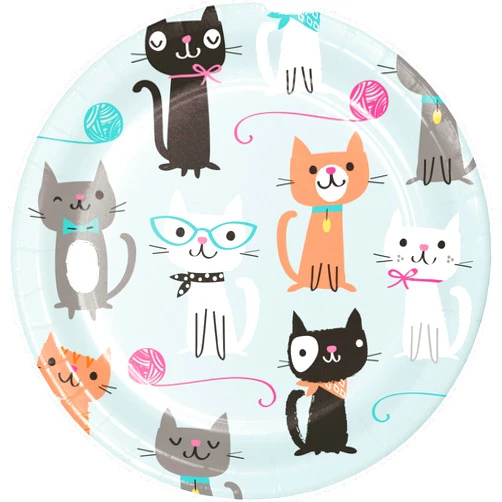 Trendware Cat Party Dessert Plates, 24 Count