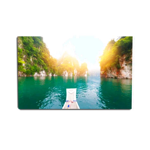 VIUBGCPS Canvas Print Pictures Wall Art Painting Beautiful sunset at tropical sea with long tail boat in south thailand Framed & Stretched Posters Ready to Hang Home Decor Artworks - 20x32inch