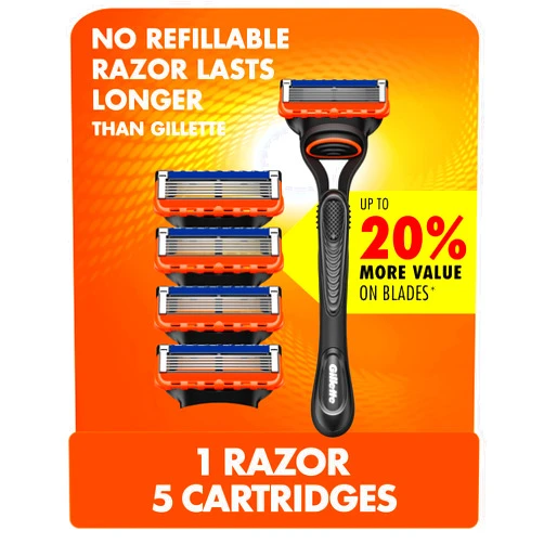 Gillette Fusion5 Razor for Men, 1 Gillette Razor Handle, 5 Razor Blade Refills, with Lubrastrip, for a Close Shave