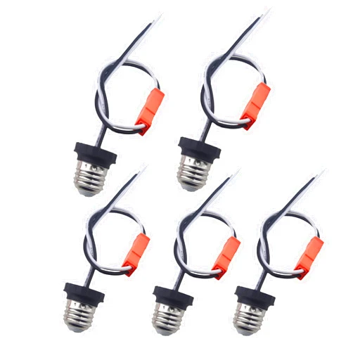 Odlamp Edison 5pcs E26 Sockets Adapter Medium Base Male Screw in Light Bulb Socket Pigtail for Led Ceiling Lights Downlight(Socket A 5packs)