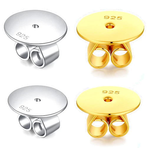 Jiamiaoi Sterling Silver Earring Backs Lifters Safety Magic Earring Lifter Replacement Backs Butterfly Clasp for Studs (A3-Silver -Gold)