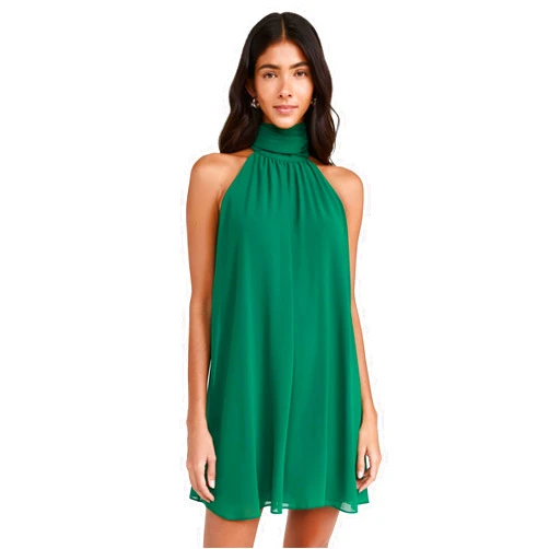 alice + olivia Women's Corine Halter Tie Neck Trapeze Mini Dress
