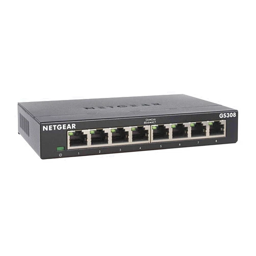 NETGEAR 8-Port Gigabit Ethernet Unmanaged Switch (GS308) - Home Network Hub, Office Ethernet Splitter, Plug-and-Play, Fanless Metal Housing, Desktop or Wall Mount