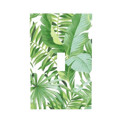 JIEXUTE Green Tropical Palm Leaves Decorative Single Toggle Decorator Light Switch Cover Plate 1-Gang Summer Nature Hawaiian Plant Greenery Banana Leaf Electrical Receptacle Face Outlet Plug Wall Plate Cover
