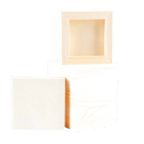 OIXXAF ADXCO 8 Pack Wood Panels 4 x 4 Inch Unfinished Wood Canvas Wooden Panel Boards for Painting, Pouring, Arts Use with Oils, Acrylics