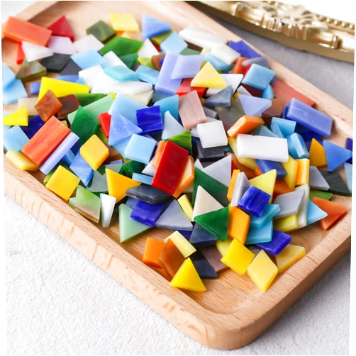 BigOtters 2.2LB Glass Mosaic Tiles, 4 Shapes Mosaic Tiles for Crafts Stained Mosaic Glass Pieces for Home Decoration DIY